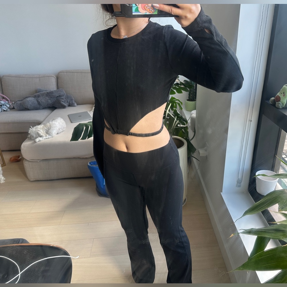Black Cutout Long Sleeve Top